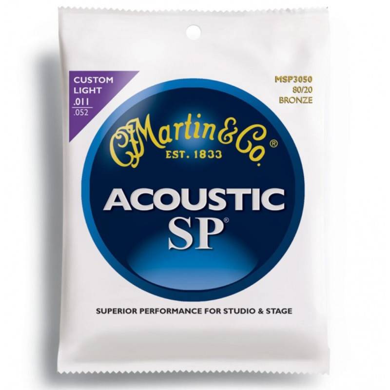 Струни для акустичної гітари Martin MSP3050 SP 80/20 Bronze Custom Light 11/52