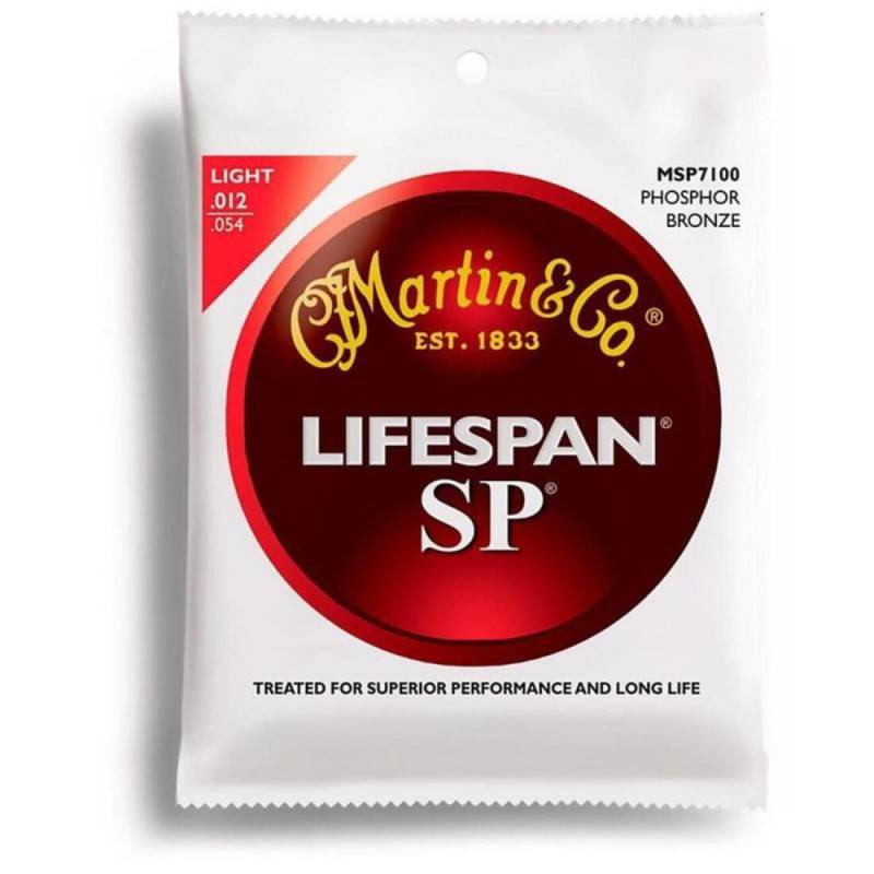 Струни для акустичної гітари Martin MSP7100 SP Lifespan 92/8 Phosphor Bronze Light 12/54