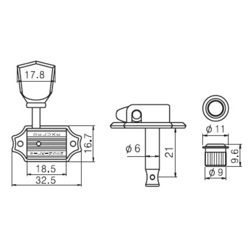 Колки PAXPHIL WJ-44 3+3 BK (6 шт.)