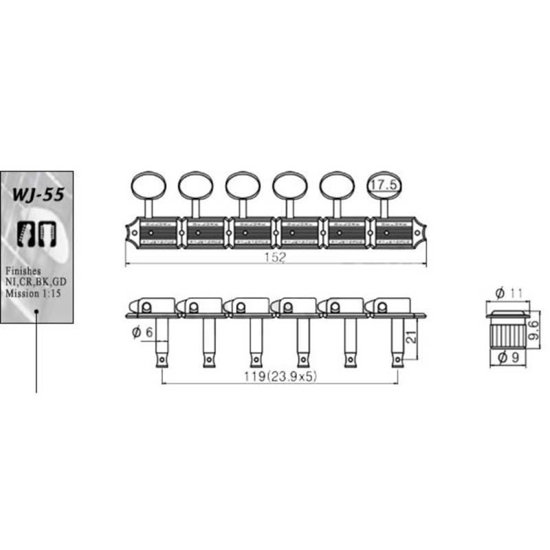 Колки PAXPHIL WJ55 6-in-line CR (6 шт.)