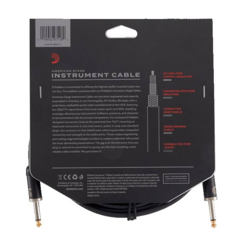 Кабель инструментальный D'ADDARIO PW-AMSG-15 American Stage (4.5m)