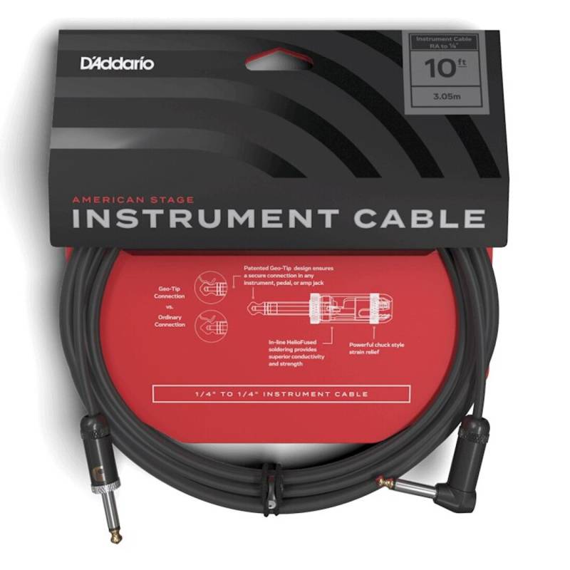 Кабель инструментальный D'ADDARIO PW-AMSGRA-10 American Stage, Right to Straight (3m)