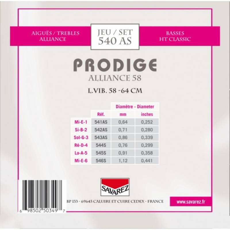 Струны для классической гитары Savarez 540AS Prodige 58/64 cm