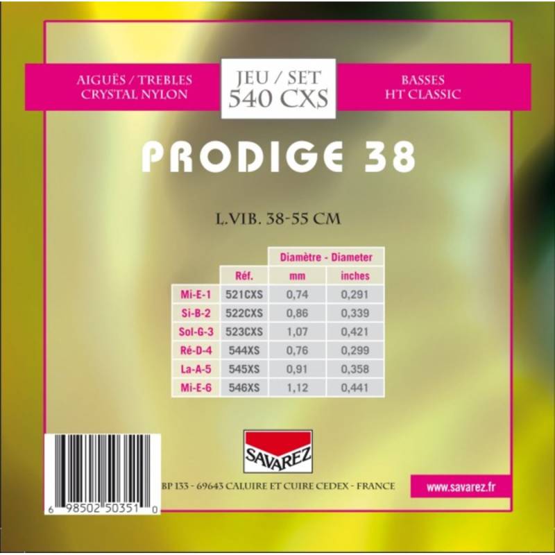 Струни для класичної гітари Savarez 540CXS Prodige 38 38/55 cm