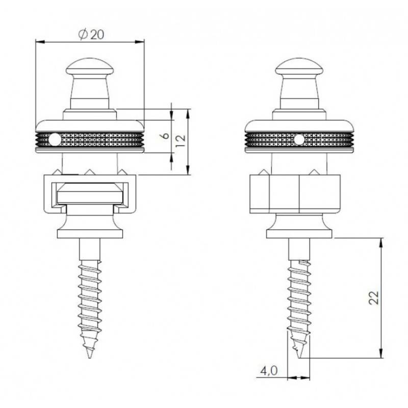 Стреплоки для ремня Schaller 447 Security Locks Gold Chrome