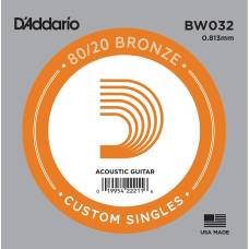 Струна D'Addario BW032 80/20 Bronze .032