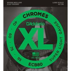 Струни для бас-гітари D'Addario ECB80 Chromes Flatwound Super Light 40/95