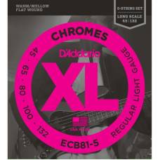 Струны для бас-гитары D'Addario ECB81-5 Chromes Flatwound Regular Light 45/132