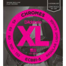 Струны для бас-гитары D'Addario ECB81-5 Chromes Flatwound Regular Light 45/132
