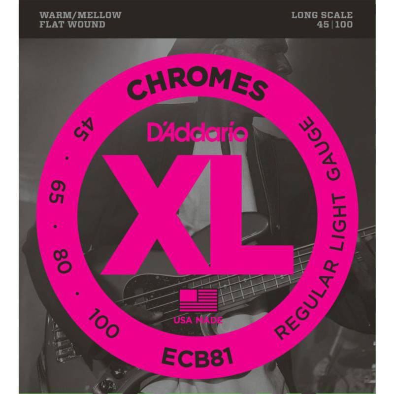Струны для бас-гитары D'Addario ECB81 Chromes Flatwound Regular Light 45/100