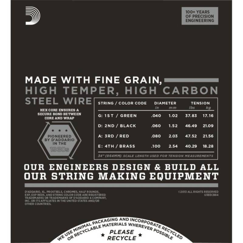 Струны для бас-гитары D'Addario ECB84 Chromes Flatwound Custom Light 40/100