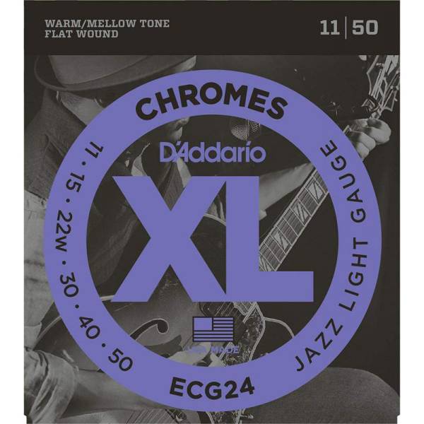 Струны для электрогитары D'Addario ECG24 Chromes Flat Wound Jazz Light 11/50