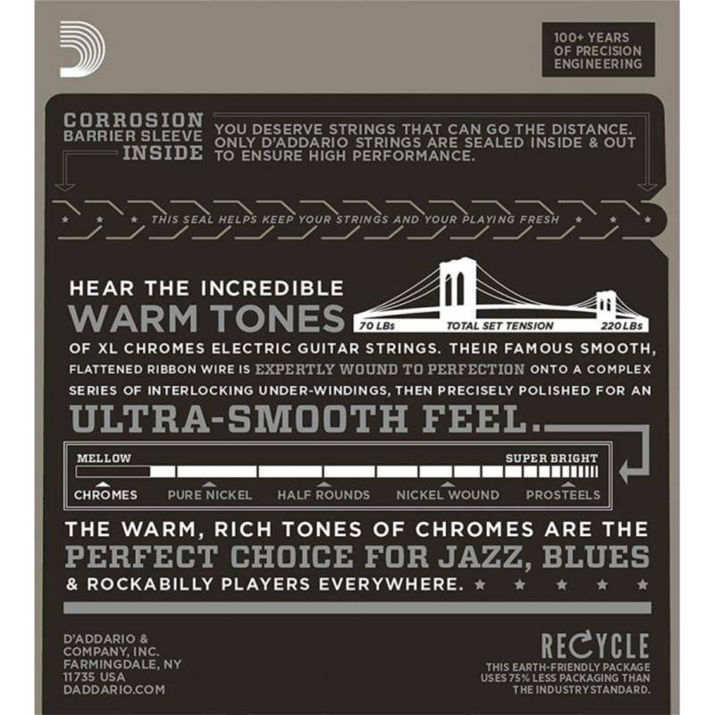Струны для электрогитары D'Addario ECG25 Chromes Flat Wound Light 12/52