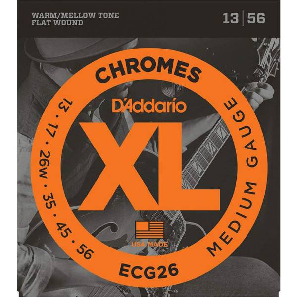 Струны для электрогитары D'Addario ECG26 Chromes Flat Wound Medium 13/56