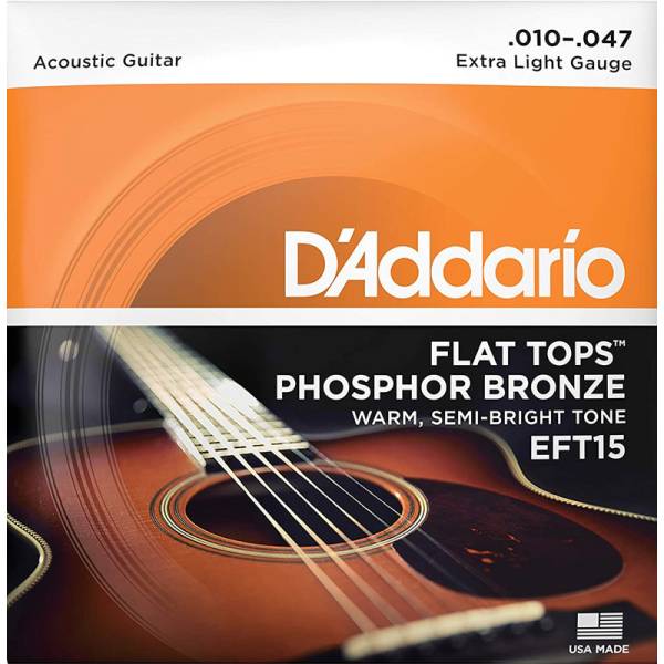 Струны для акустической гитары D'Addario EFT15 Phosphor Bronze Flat Tops Extra Light 10/47