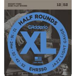 Струни для електрогітари D'Addario EHR350 Half Rounds Jazz Light 12/52