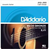Струны для акустической гитары D'Addario EJ11 80/20 Bronze Light 12/53