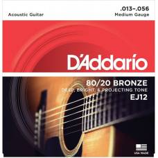 Струни для акустичної гітари D'Addario EJ12 80/20 Bronze Medium 13/56