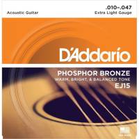 Струны для акустической гитары D'Addario EJ15 Phosphor Bronze Extra Light 10/47