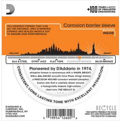 Струни для акустичної гітари 3 Sets D'Addario EJ15-3D Phosphor Bronze Extra Light 10/47