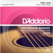 Струни для акустичної гітари D'Addario EJ23 Phosphor Bronze Super Light 9/45