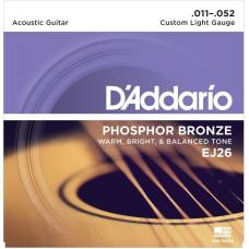Струни для акустичної гітари D'Addario EJ26 Phosphor Bronze Custom Light 11/52