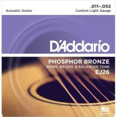 Струны для акустической гитары D'Addario EJ26 Phosphor Bronze Custom Light 11/52