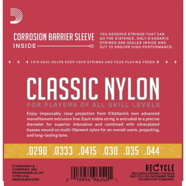 Струни для класичної гітари D'Addario EJ27N 3/4 Student Nylon Normal Tension