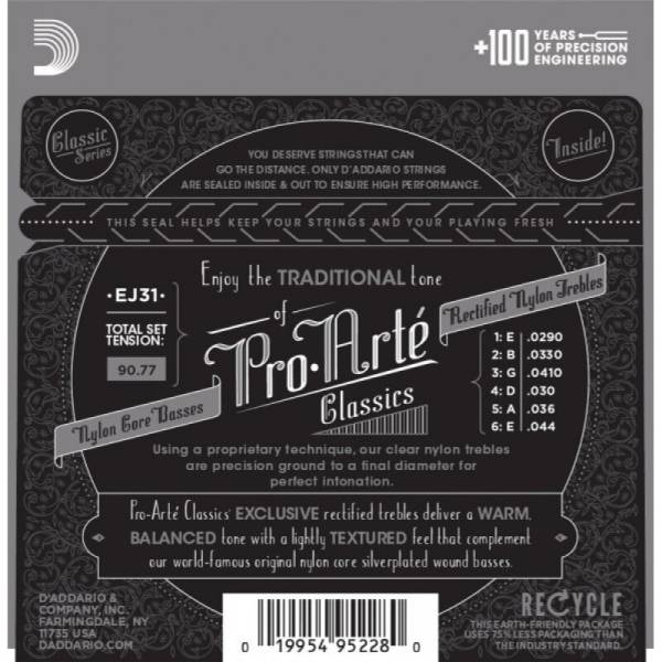 Струни для класичної гітари D'Addario EJ31 Rectified Trebles Hard Tension