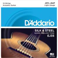 Струны для акустической гитары D'Addario EJ35 Silk & Steel Light 12-Strings 11/47