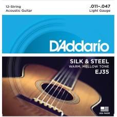Струни для акустичної гітари D'Addario EJ35 Silk & Steel Light 12-Strings 11/47