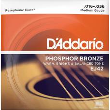 Струны для акустической гитары D'Addario EJ42 Phosphor Bronze Medium Resophonic 16/56