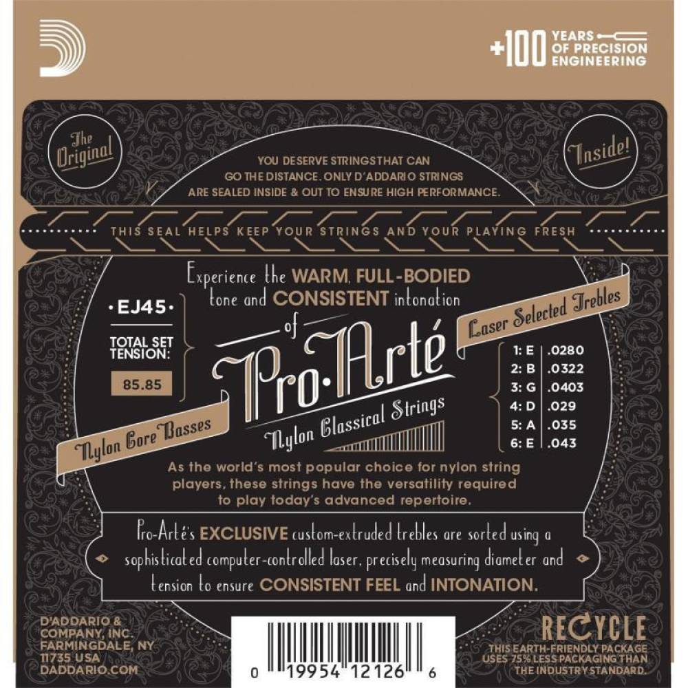 Струны для классической гитары D'Addario EJ45 Silverplated Wound Nylon Normal Tension Струны для классической гитары D'Addario EJ45 Silverplated Wound Nylon Normal Tension
