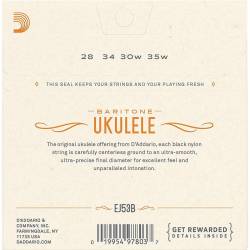 Струны для укулеле D'Addario EJ53B Black Nylon Baritone 28/35