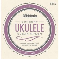 Струны для укулеле D'Addario EJ65C Clear Nylon Concert 28/28