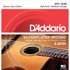 Струни для акустичної гітари D'Addario EJ83M Silverplated Wound Medium Gypsy Jazz 11/45