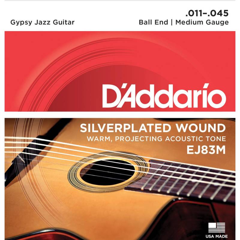 Струни для акустичної гітари D'Addario EJ83M Silverplated Wound Medium Gypsy Jazz 11/45