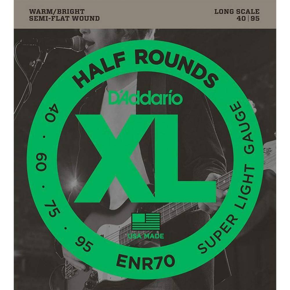 Струни для бас-гітари D'Addario ENR70 Nickel Half Rounds Wound Super Light 40/95