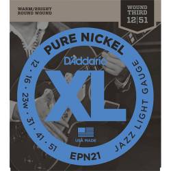 Струни для електрогітари D'Addario EPN21 Pure Nickel Jazz Light 12/51