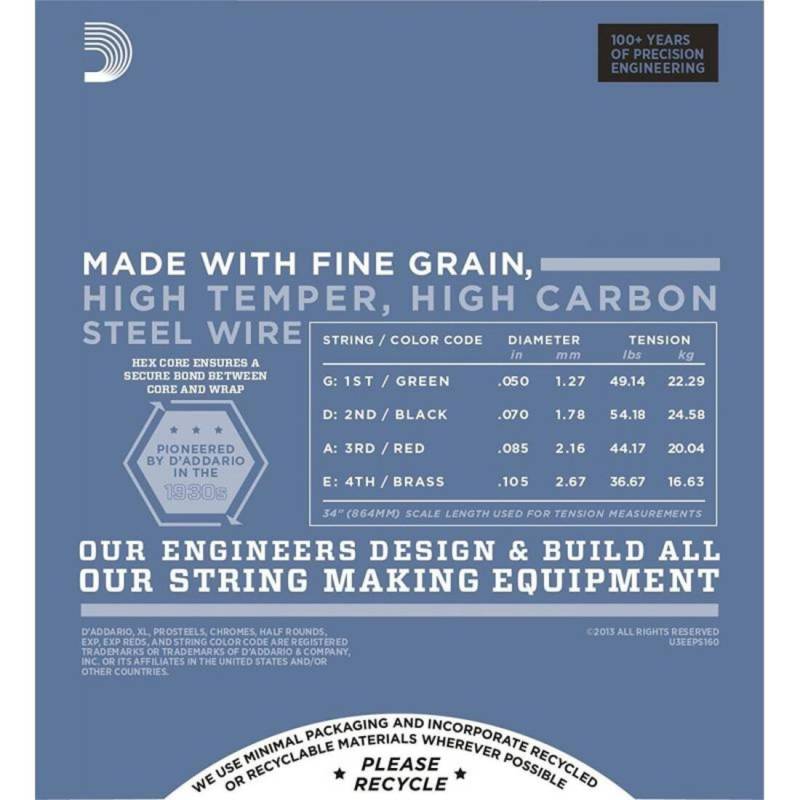 Струны для бас-гитары D'Addario EPS160 Pro Steels Medium 50/105