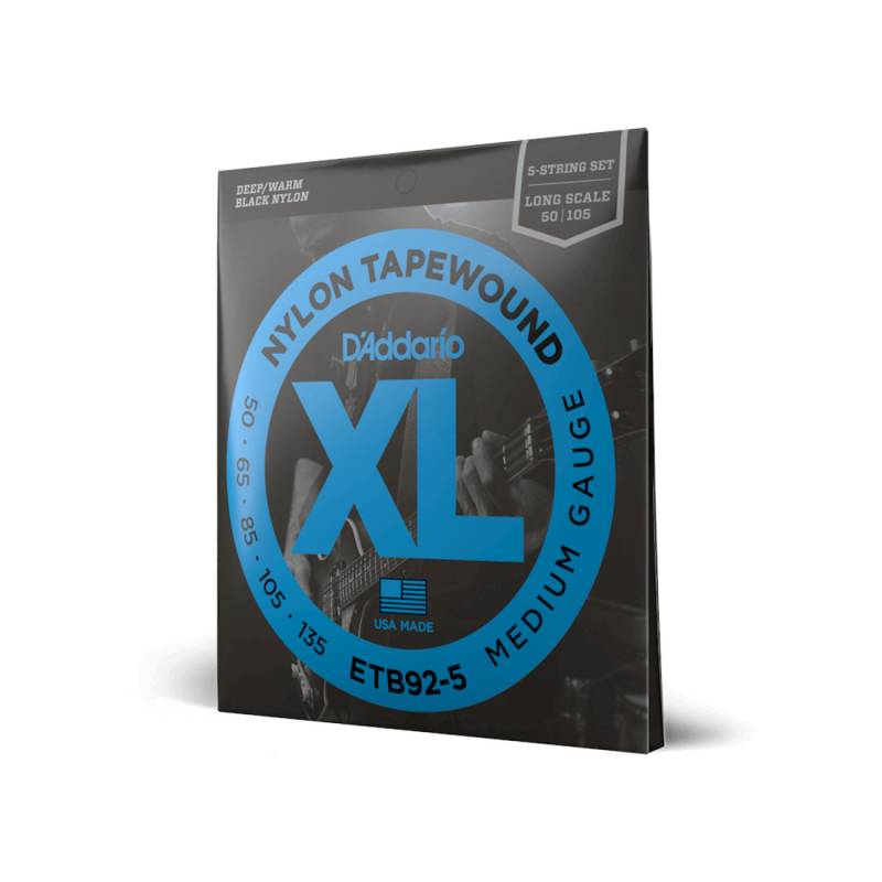 Струны для бас-гитары D'Addario ETB92-5 XL NYLON TAPEWOUND 5-STRING BASS (50-135)