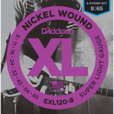 Струни для електрогітари D'Addario EXL120-8 Nickel Wound Super Light 8-Strings 9/65