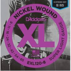 Струни для електрогітари D'Addario EXL120-8 Nickel Wound Super Light 8-Strings 9/65