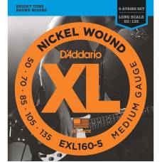 Струни для бас-гітари D'Addario EXL160-5 Nickel Wound Medium 5 Strings 50/135
