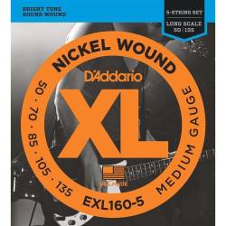 Струни для бас-гітари D'Addario EXL160-5 Nickel Wound Medium 5 Strings 50/135