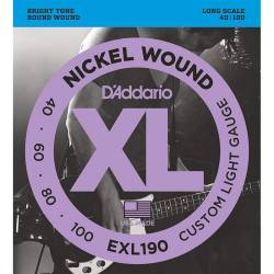 Струни для бас-гітари D'Addario EXL190 Nickel Wound Custom Light 40/100