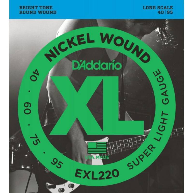 Струни для бас-гітари D'Addario EXL220 Nickel Wound Super Light 4-String 40/95