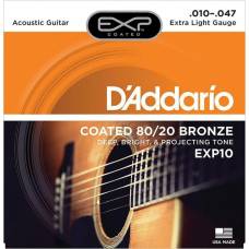 Струны для акустической гитары D'Addario EXP10 80/20 Bronze Extra Light 10/47