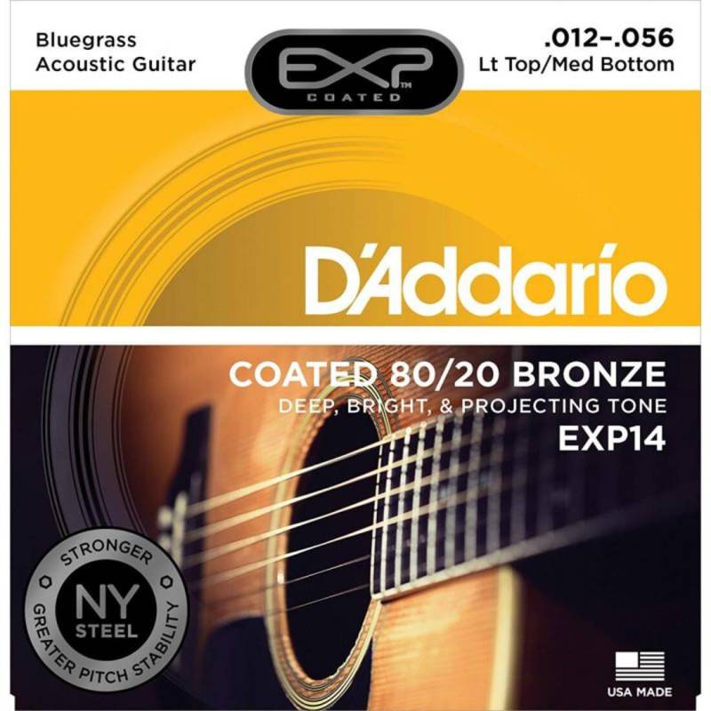Струни для акустичної гітари D'Addario EXP14 80/20 Bronze Light Top / Medium Bottom 12/56
