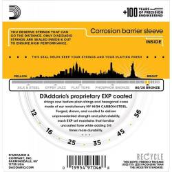 Струни для акустичної гітари D'Addario EXP14 80/20 Bronze Light Top / Medium Bottom 12/56
